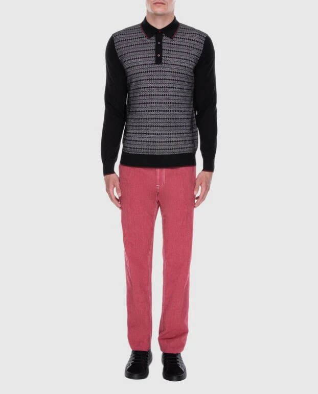 Stefano Ricci long-sleeved polo shirt made of silk and cashmere black for men 172336 - photo 2