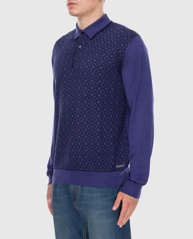 Stefano Ricci long-sleeved silk and cashmere polo blue for men 172337 - photo 3