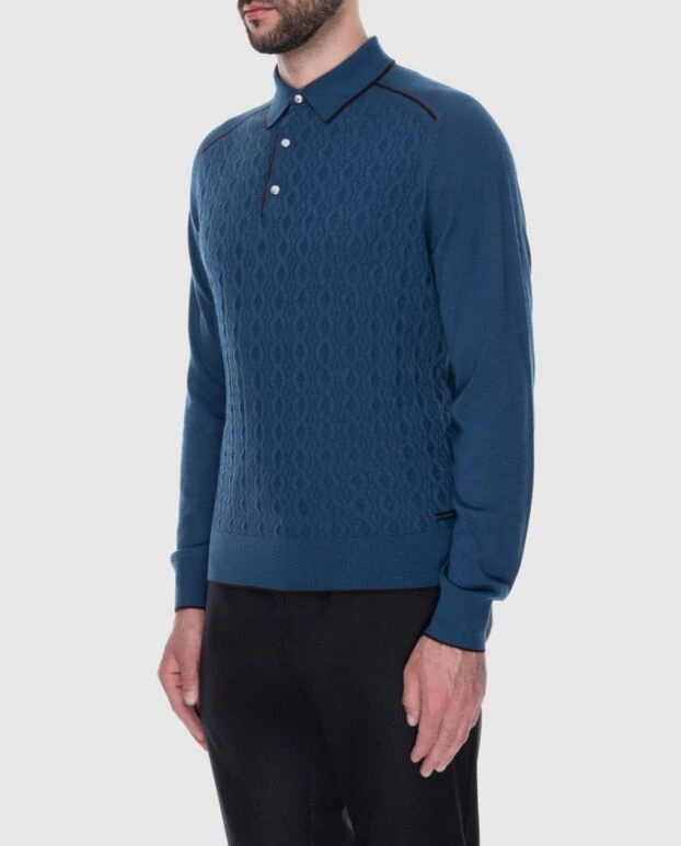 Stefano Ricci long-sleeved silk and cashmere polo blue for men 172338 - photo 3