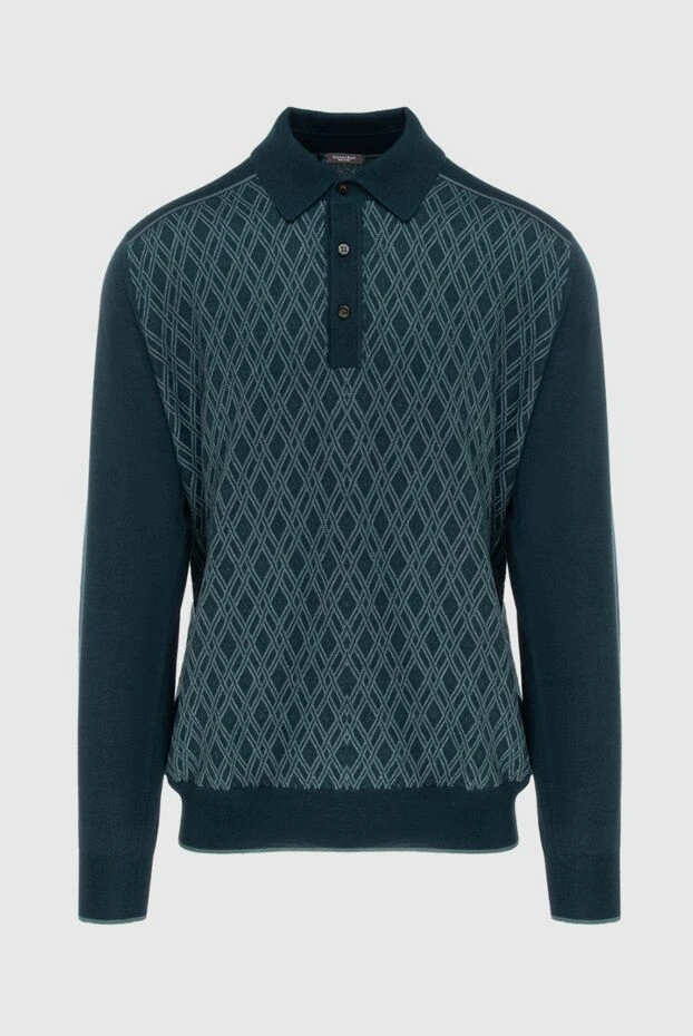 Long-sleeved silk and cashmere polo green for men - photo 1