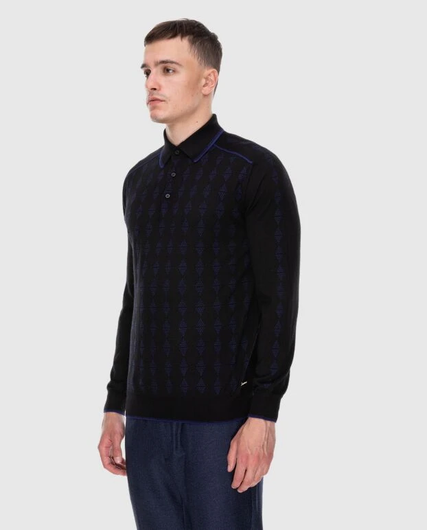 Stefano Ricci long-sleeved polo shirt made of silk and cashmere black for men 172341 - photo 3