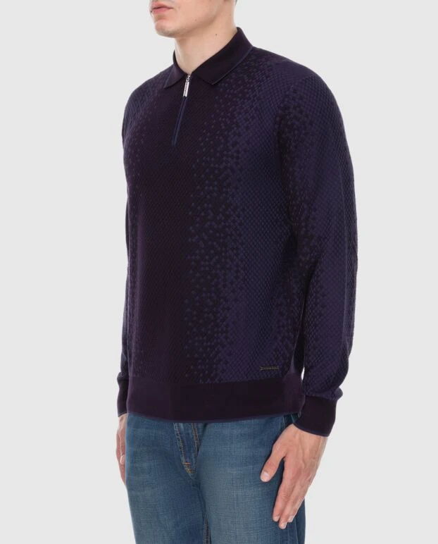 Stefano Ricci long-sleeved polo shirt made of silk and cashmere purple for men 172343 - photo 3