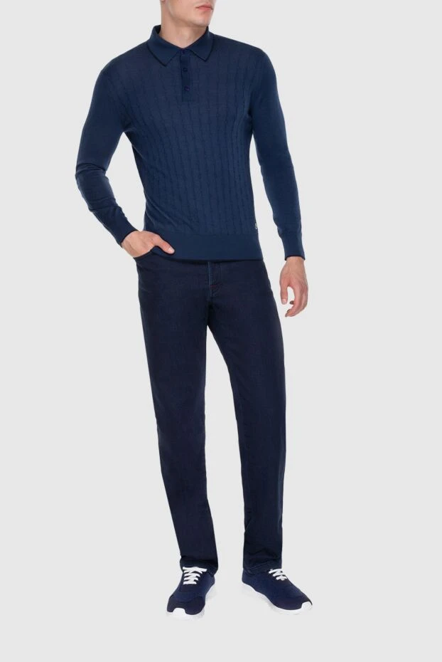 Stefano Ricci long-sleeved silk and cashmere polo blue for men 172345 - photo 2