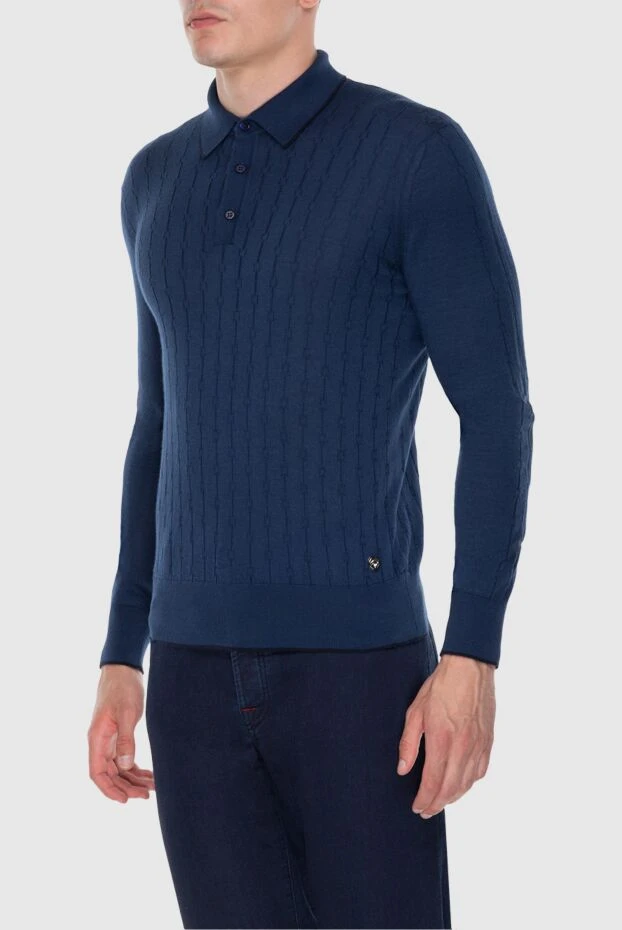 Stefano Ricci long-sleeved silk and cashmere polo blue for men 172345 - photo 3