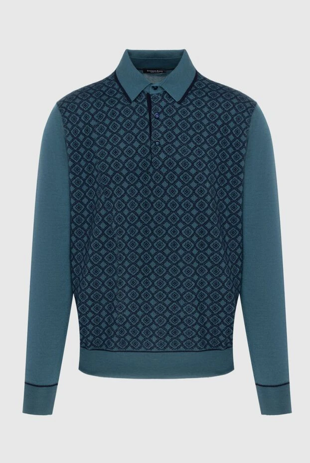 Long-sleeved silk and cashmere polo green for men - photo 1