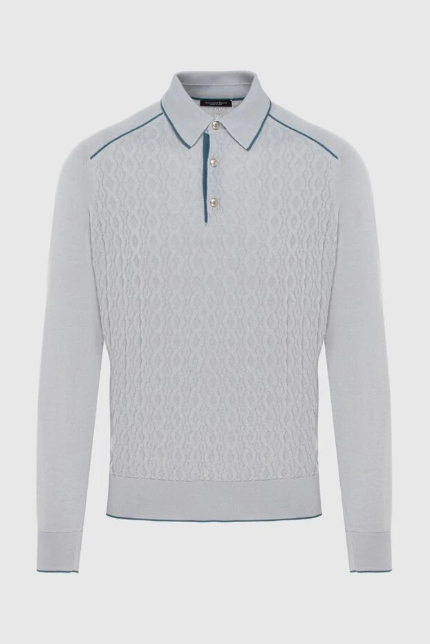 Поло с длинным рукавом из шелка и кашемира серое мужское - фото 1