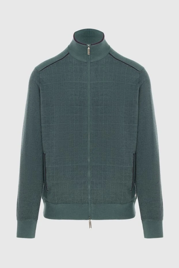 Кардиган чоловічий з кашеміру та шовку зелений - фото 1