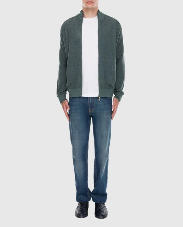 Кардиган чоловічий з кашеміру та шовку зелений - фото 2