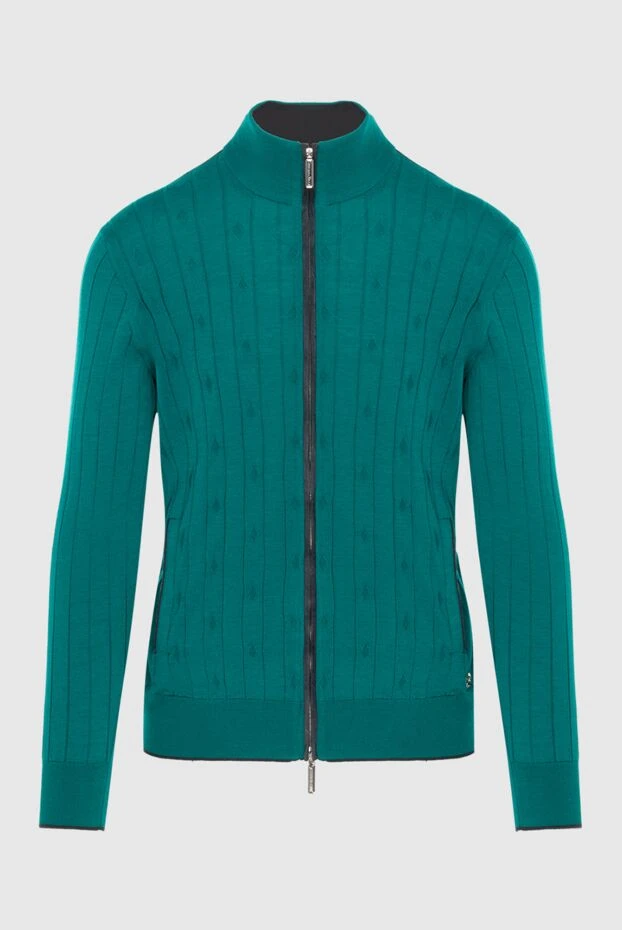 Stefano Ricci кардиган мужской из кашемира, шелка и замши зеленый 172352 - фото 1