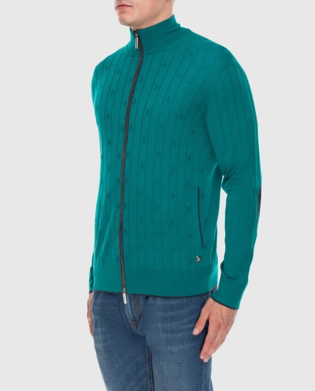Stefano Ricci cardigan for men made of cashmere, silk and suede green 172352 - photo 3