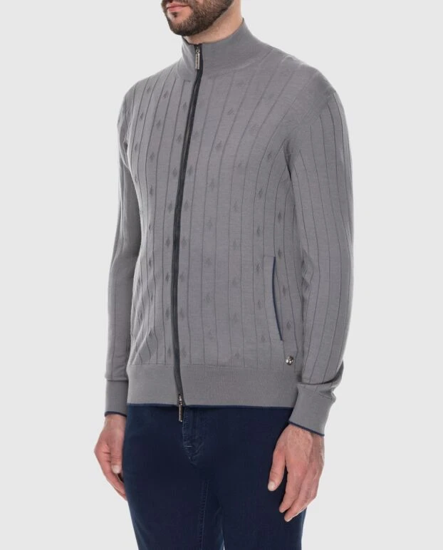 Stefano Ricci cardigan for men made of cashmere, silk and suede gray 172358 - photo 3