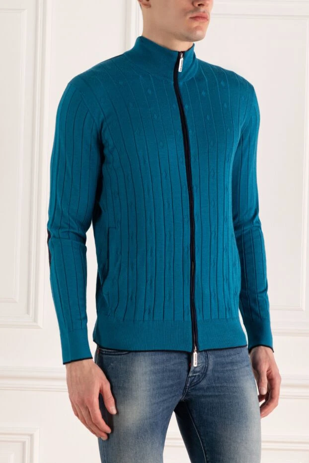 Stefano Ricci cardigan for men made of cashmere, silk and suede blue 172365 - photo 3