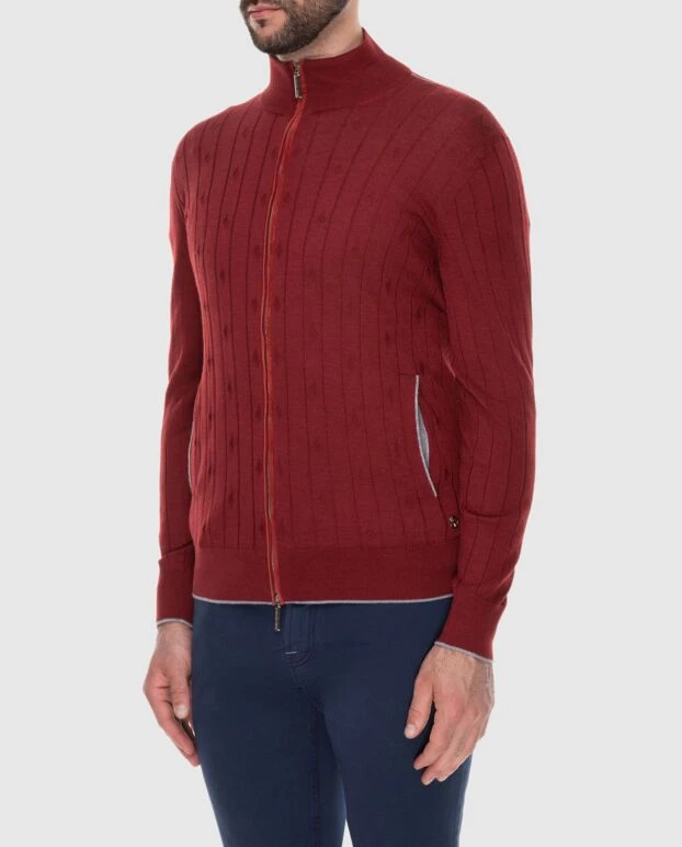 Stefano Ricci red cashmere, silk and suede cardigan for men 172366 - photo 3