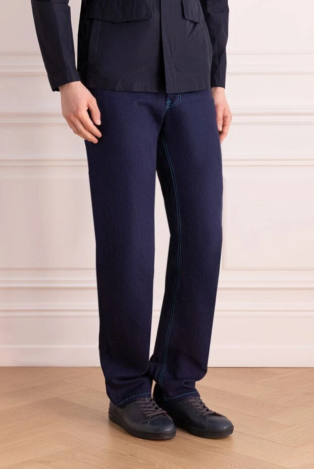Stefano Ricci blue cotton and linen jeans for men 172374 - photo 3