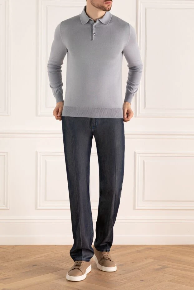 Stefano Ricci blue silk and cotton jeans for men 172382 - photo 2