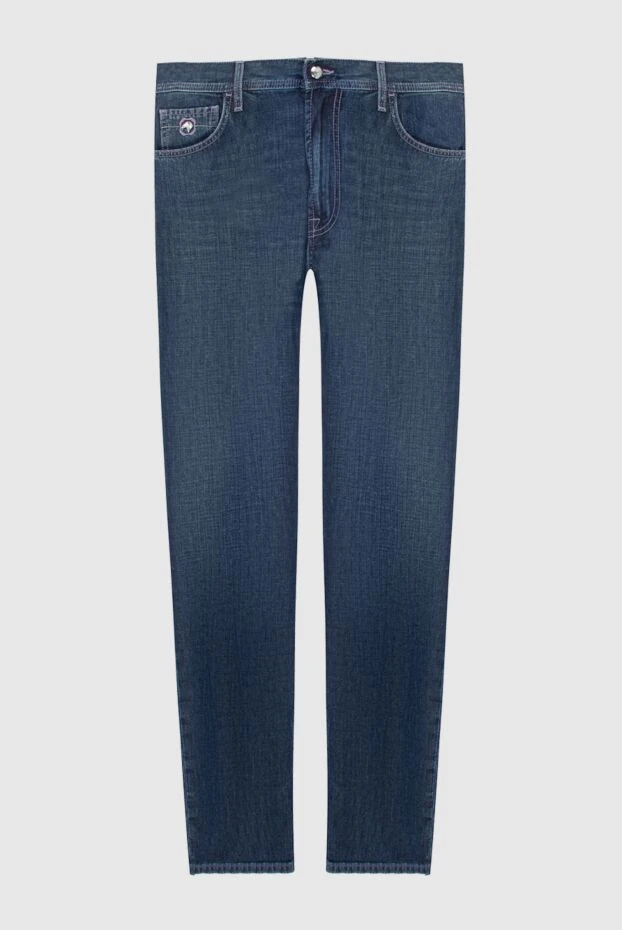 Stefano Ricci джинсы из хлопка и льна синие мужские 172392 - фото 1