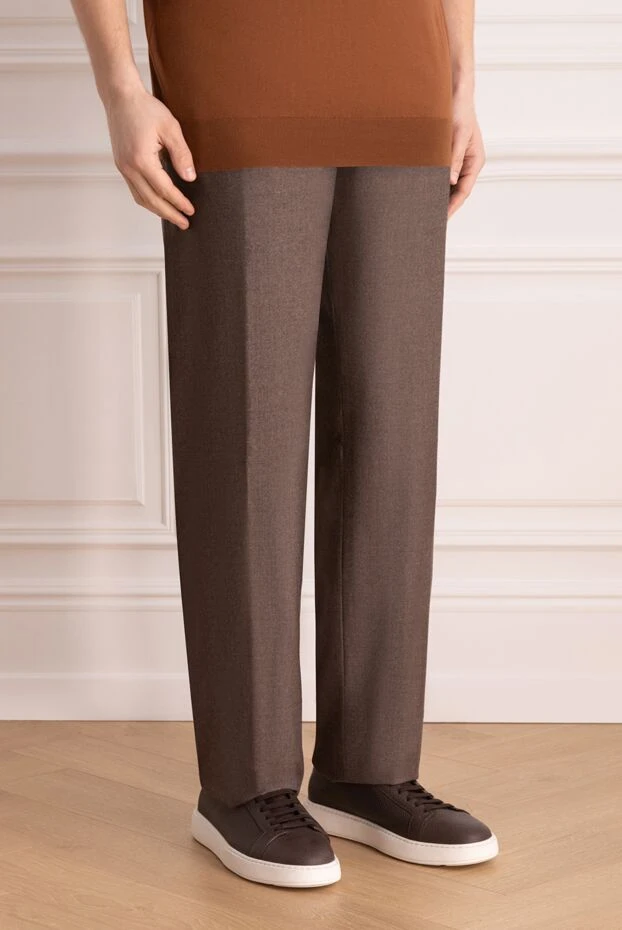 Stefano Ricci брюки из шерсти и хлопка коричневые мужские 172393 - фото 3