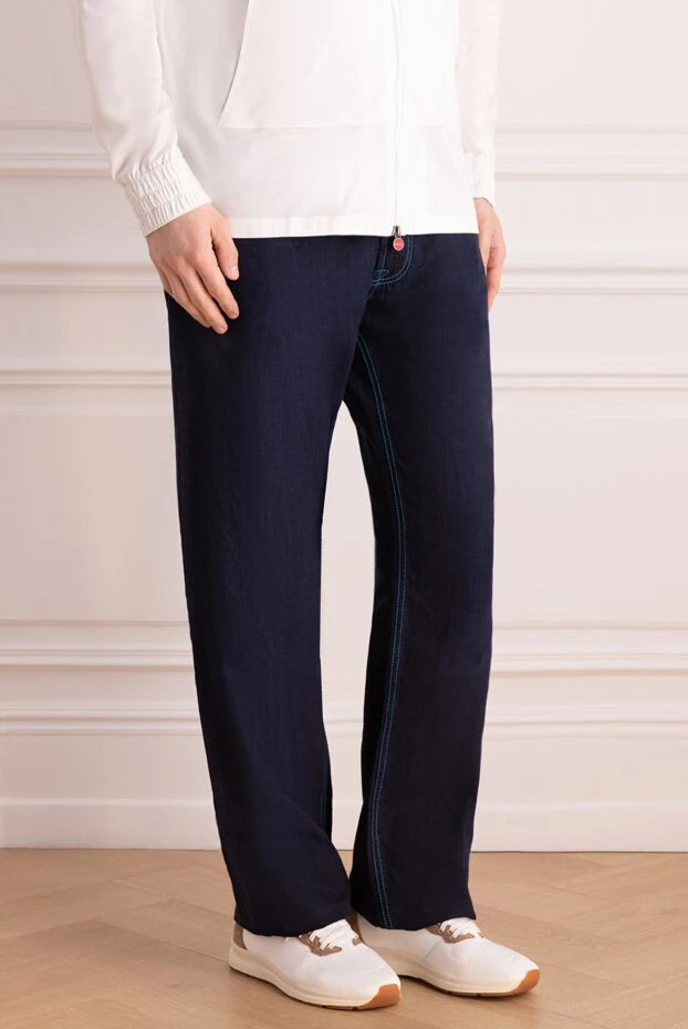 Stefano Ricci blue cotton and linen jeans for men 172394 - photo 3