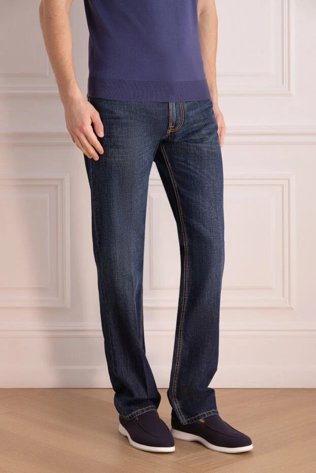Stefano Ricci blue cotton and linen jeans for men 172395 - photo 3
