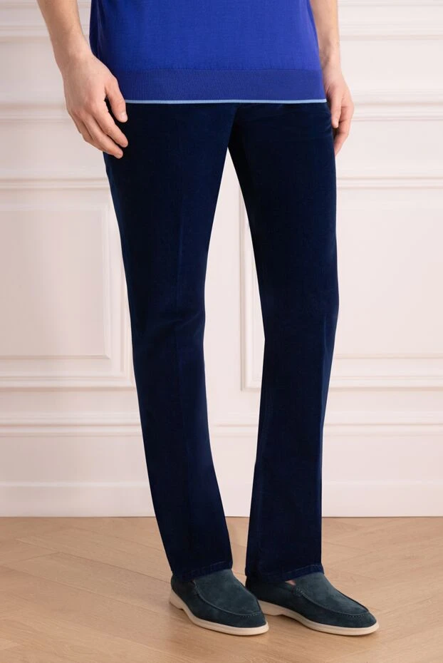 Stefano Ricci джинсы из хлопка и кашемира синие мужские 172397 - фото 3