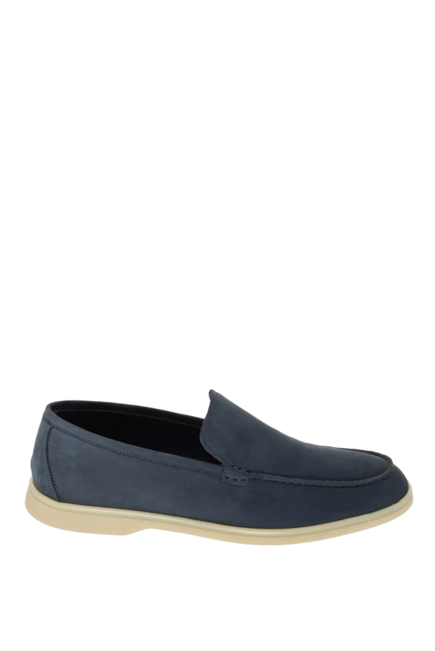 Blue nubuck loafers for men