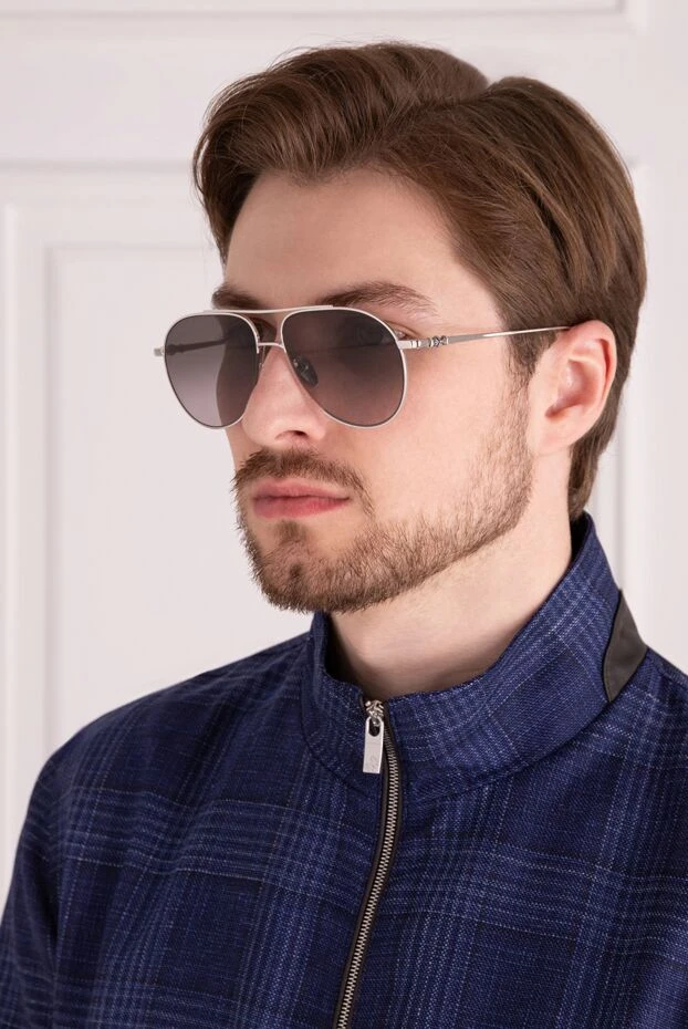 Chrome Hearts очки для защиты от солнца авиаторы с серебристой оправой и затемненными линзами 172430 - фото 2