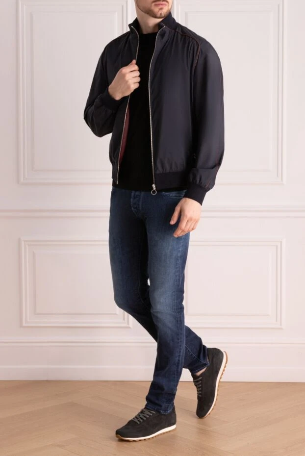 Seraphin man nylon and leather jacket blue for men buy with prices and photos 172444 - photo 2