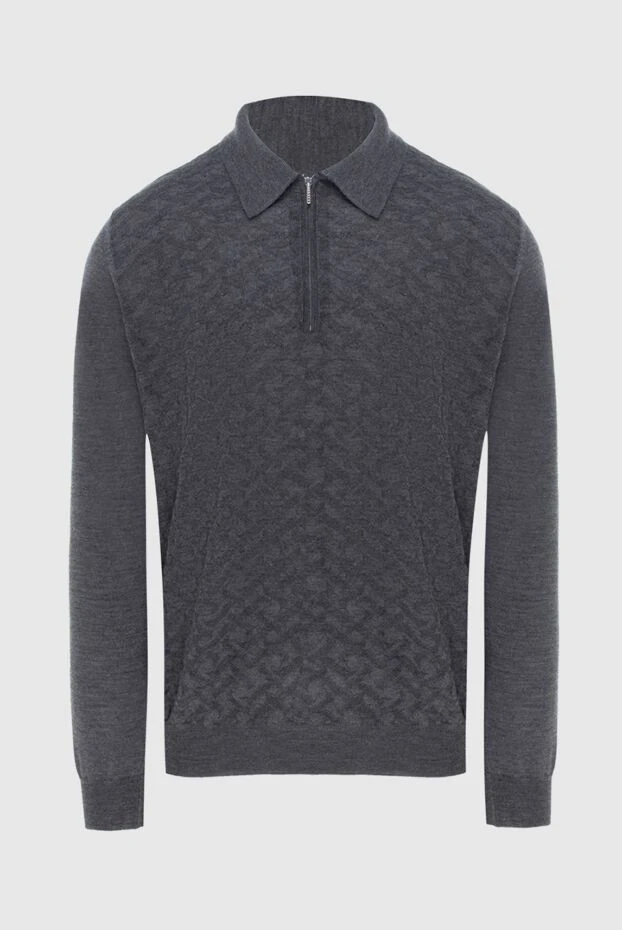 Cesare di Napoli long-sleeved polo from silk and cashmere gray for men 172471 - photo 1