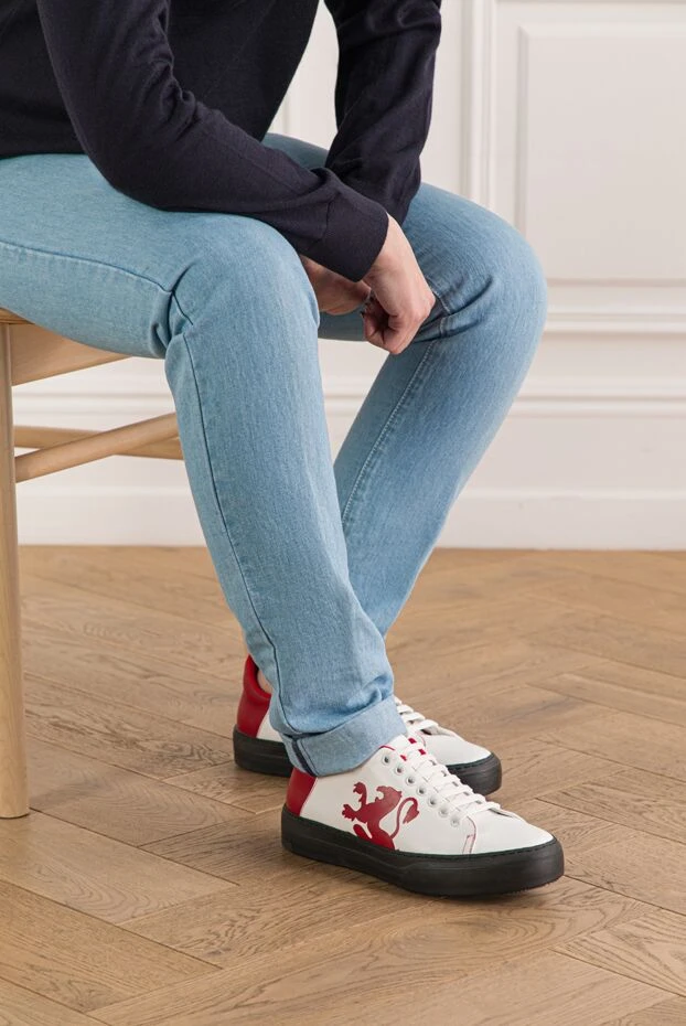 Zilli white leather snickers for men 172512 - photo 2