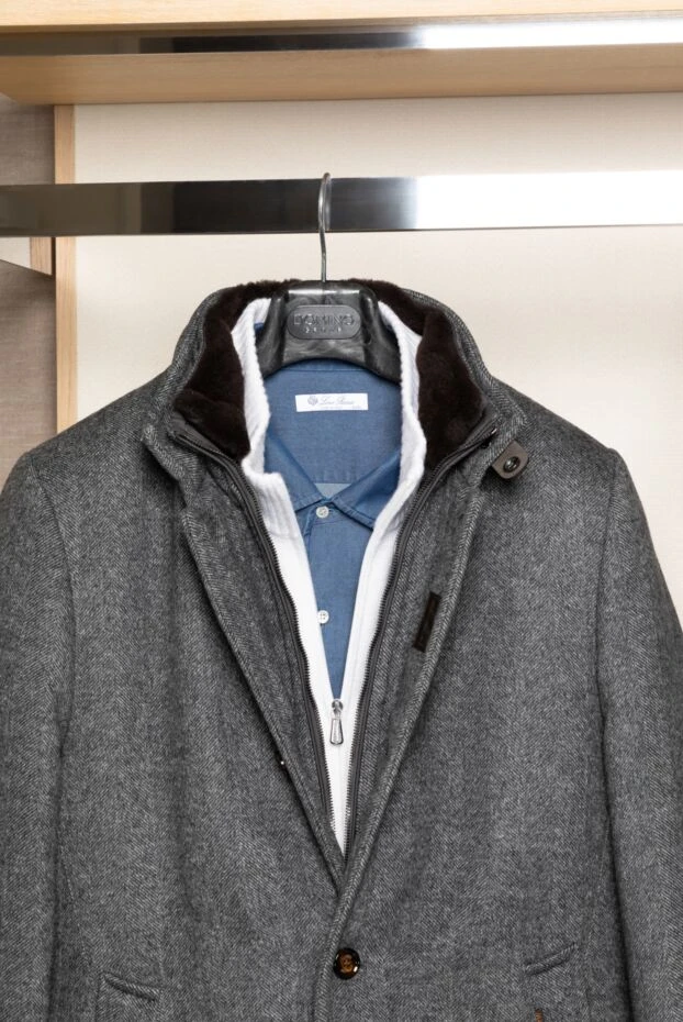 Moorer grey wool and cashmere coat with a high collar 172524 - photo 2