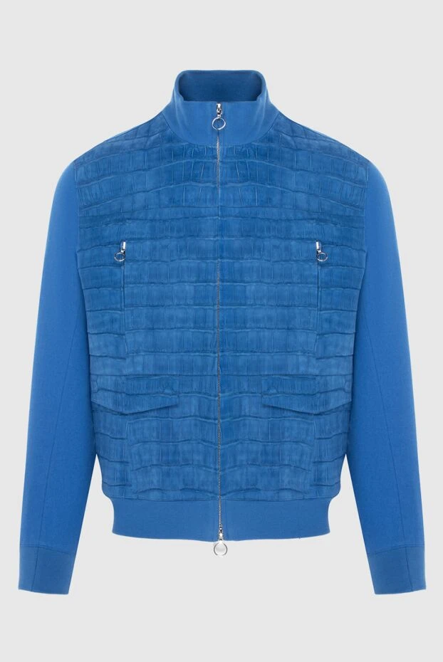 Seraphin man cashmere and crocodile skin blue jacket for men 172549 - photo 1