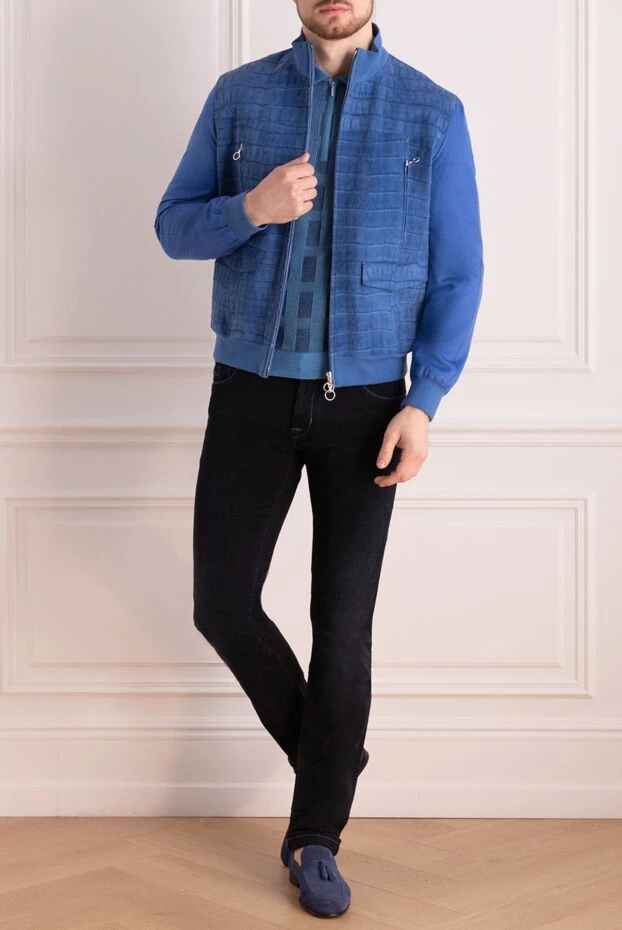 Seraphin man cashmere and crocodile skin blue jacket for men buy with prices and photos 172549 - photo 2