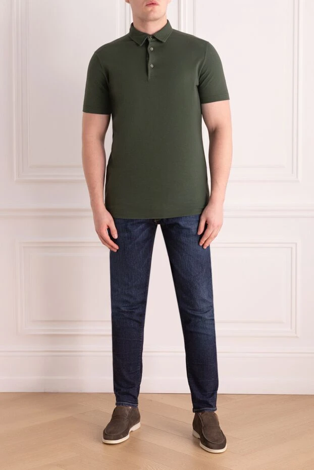 Loro Piana dark green cotton polo shirt with buttons for men 195755 - photo 3