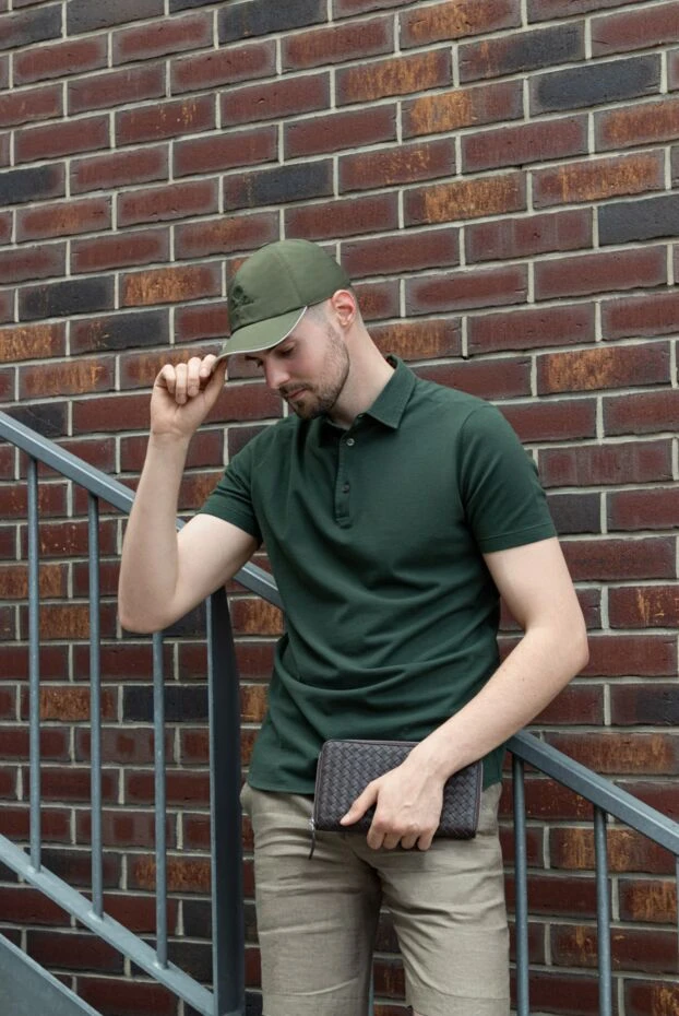Loro Piana dark green cotton polo shirt with buttons for men 195755 - photo 2