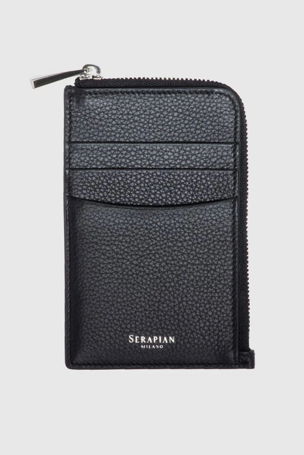 Serapian black genuine leather business card holder for men 172588 - photo 1