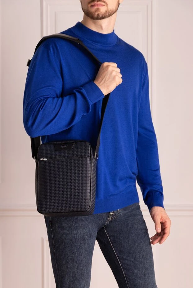 Serapian man shoulder bag made of genuine leather blue for men buy with prices and photos 172601 - photo 2