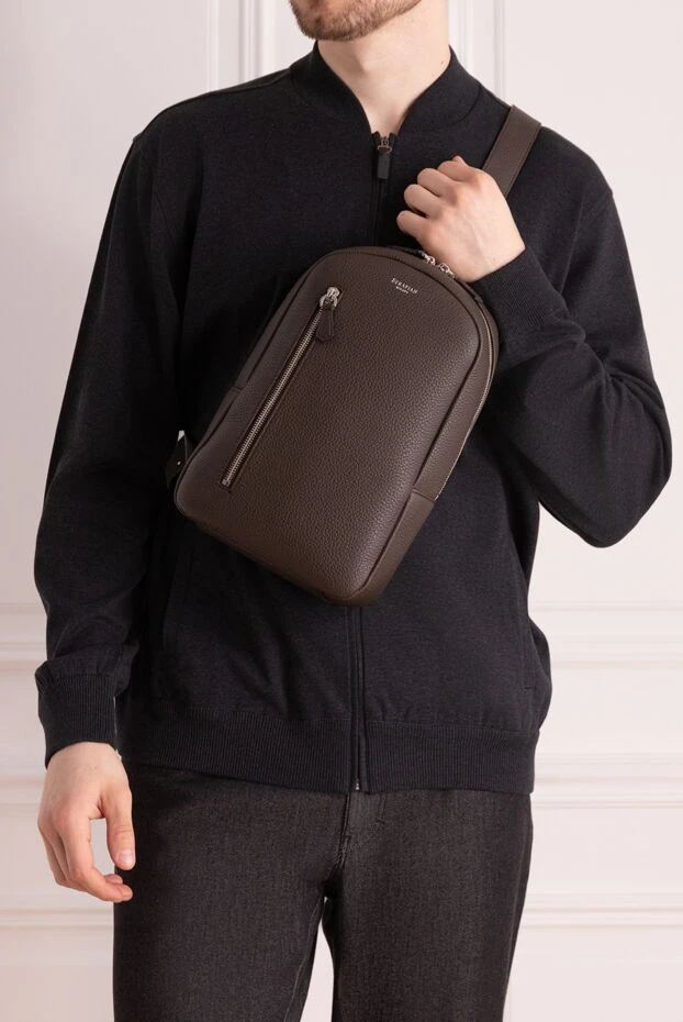 Serapian man shoulder bag made of genuine leather brown for men buy with prices and photos 172606 - photo 2