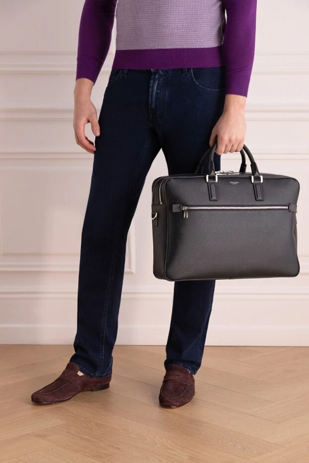 Serapian man blue leather briefcase for men 172607 - photo 2