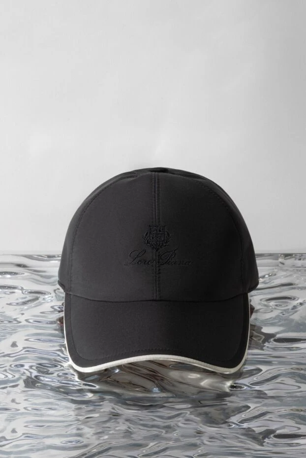 Corduroy blue cap with smooth side panels and logo - photo 2