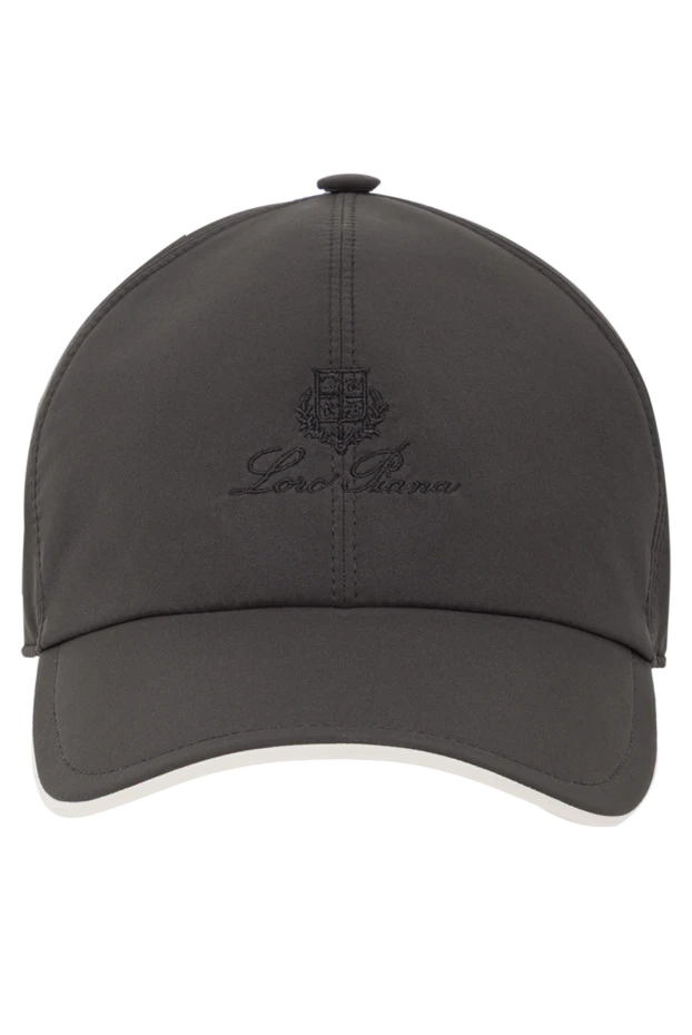 Вельветова синя кепка з гладкими бічними панелями та логотипом - фото 1