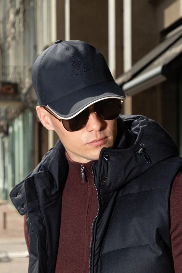 Loro Piana вельветовая синяя кепка с гладкими боковыми панелями и логотипом 172646 - фото 3