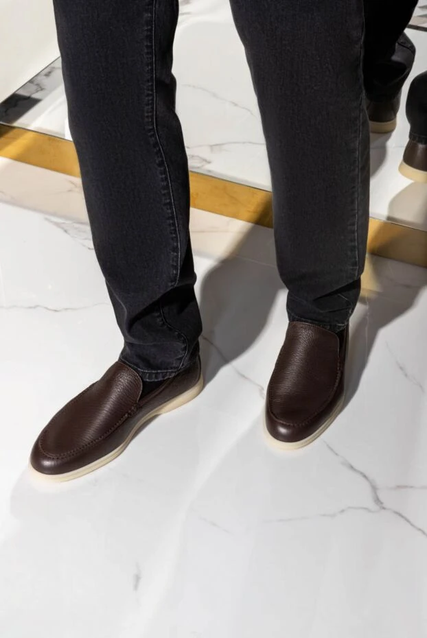 Loro Piana classic loafers in alce soft moose leather and calfskin brown 172664 - photo 2