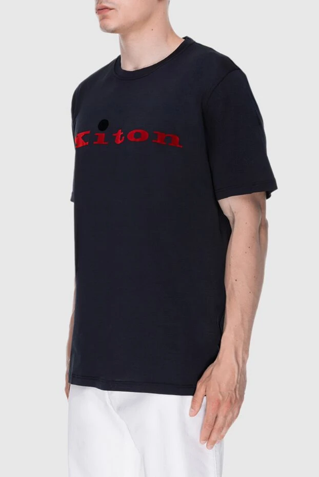 Kiton black knitted t-shirt with brand logo 195515 - photo 3