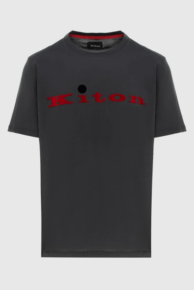 Kiton dark grey cotton t-shirt with brand logo on the chest 195478 - photo 1