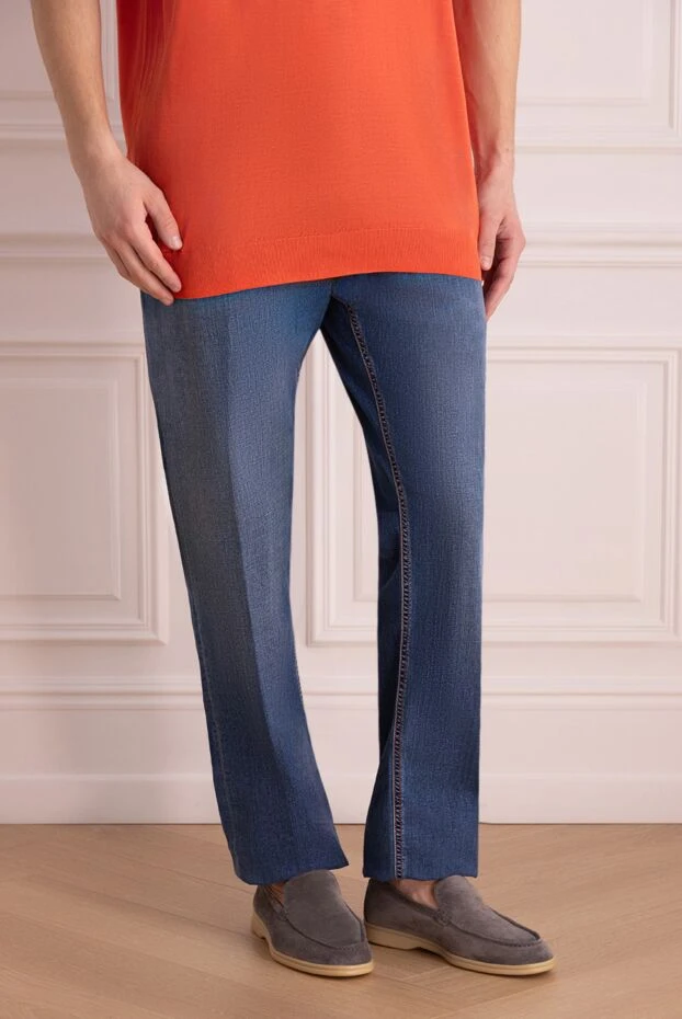 Stefano Ricci джинсы из хлопка синие мужские 172714 - фото 3