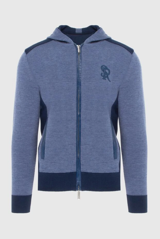 Кофта спортивная из кашемира синяя мужская - фото 1