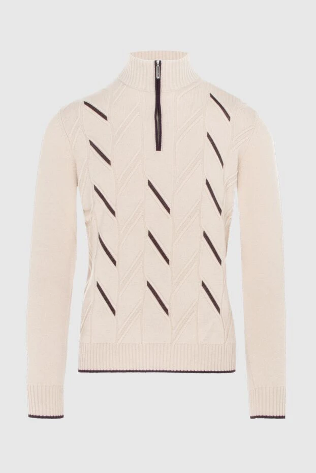 Stefano Ricci тройер из кашемира и кожи крокодила бежевый мужской 172723 - фото 1