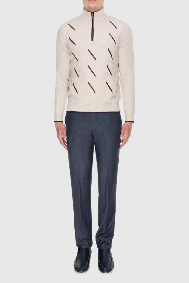 Stefano Ricci cashmere and crocodile leather tee beige for men 172723 - photo 2