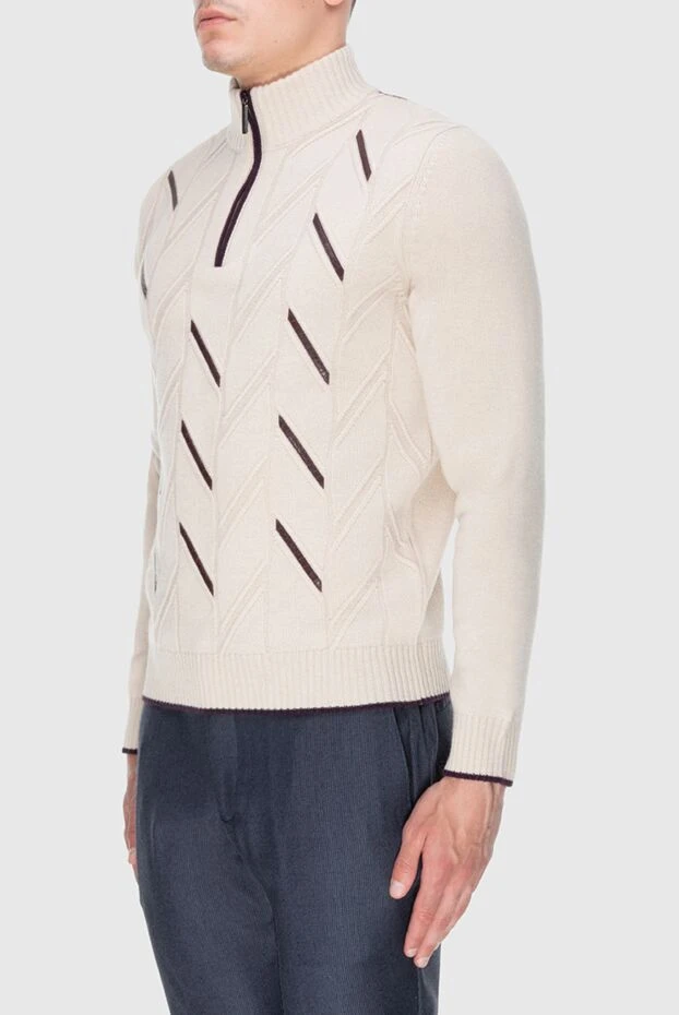 Stefano Ricci cashmere and crocodile leather tee beige for men 172723 - photo 3