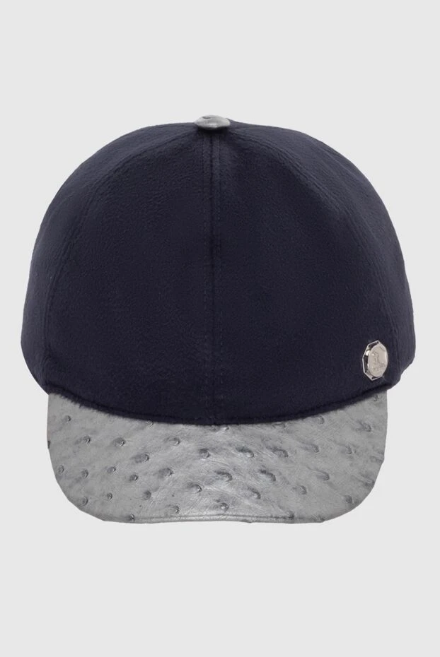 Кепка из натуральной кожи и шелка черная мужская - фото 1